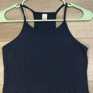SHEIN Woman’s Navy Ribbed Racerback Crop Top Large